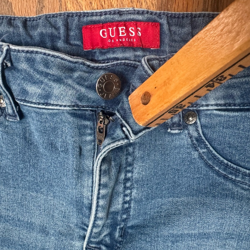 Guess Jeans Womens Medium Blue High Rise Skinny Ankle Stretch Denim Tapered Cuff - Picture 6 of 13